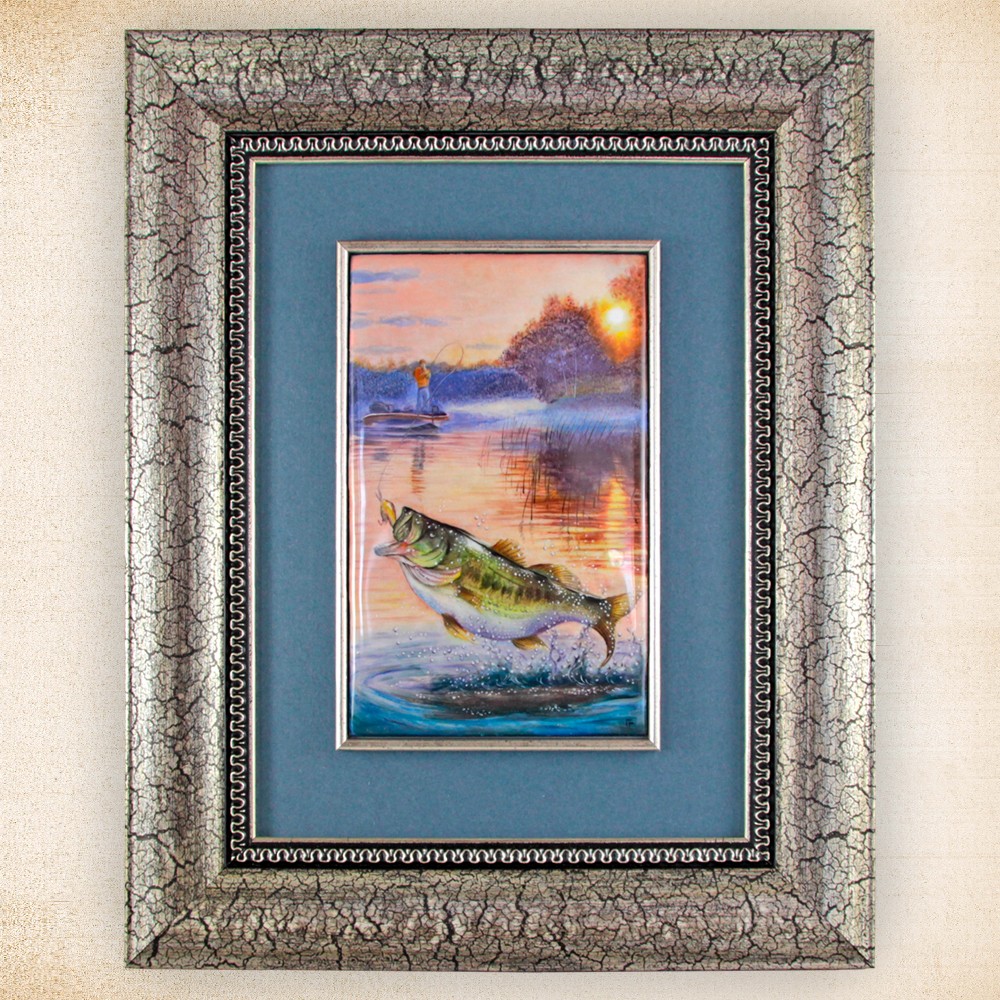 Панно "Русская рыбалка" (ростовская финифть)