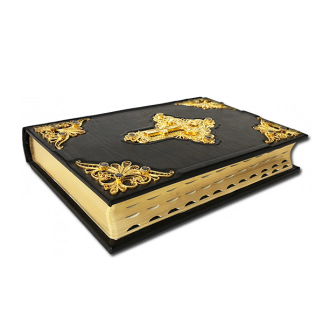 Библия инд./комм. с филигранью (золото) и гранатами