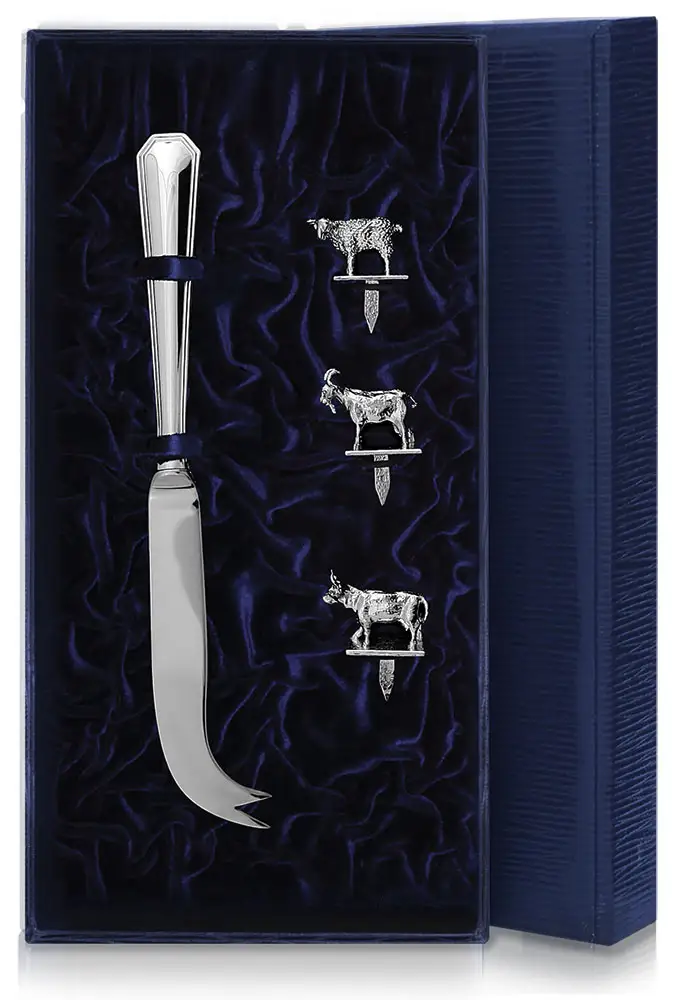 Набор для сыра "Элегант": нож для сыра, шпажки (Серебро 925)