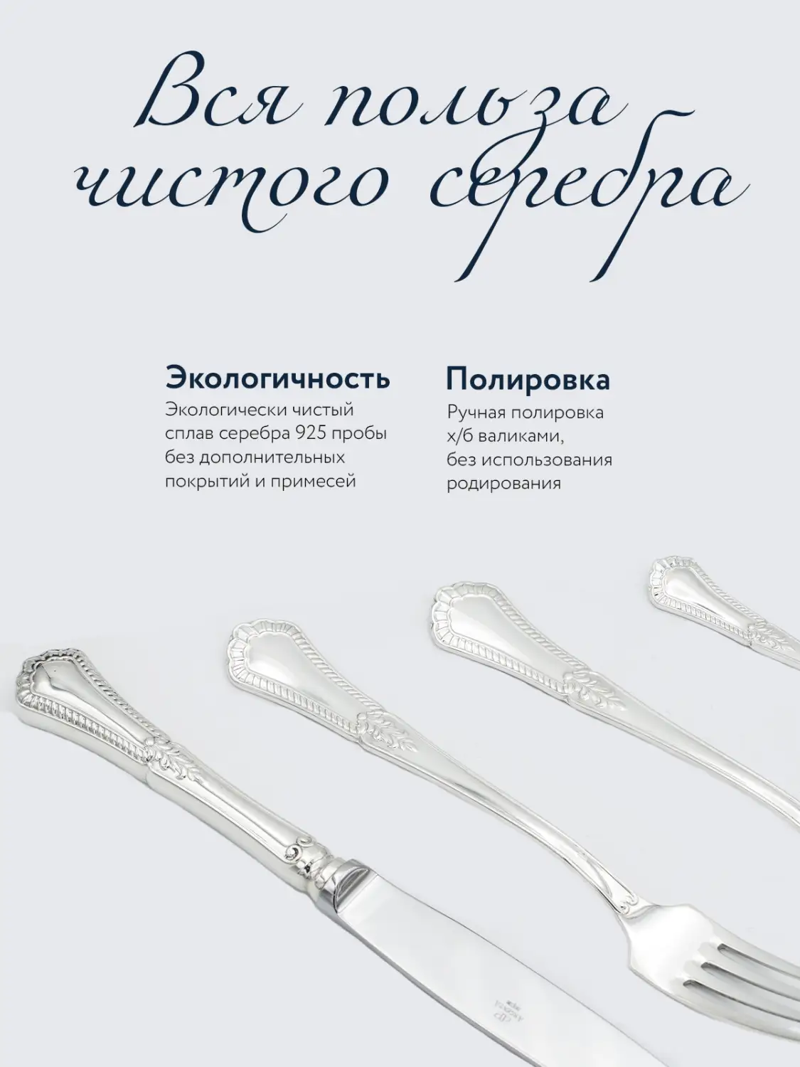 Набор столовый "Фаворит": вилка и ложка (Серебро 925)