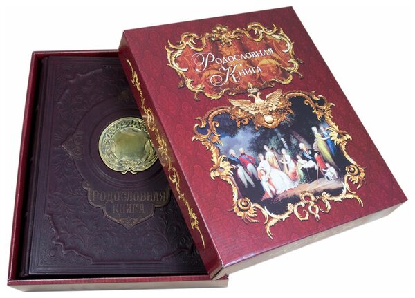 Родословная книга «Парадная» с бронзовой накладкой в коже