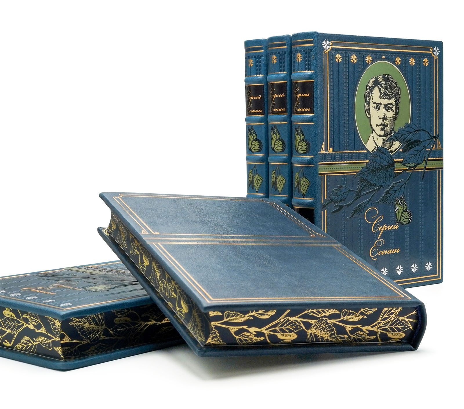 Подарочные книги "Собрание сочинений" Сергея Есенина в кожаном переплёте