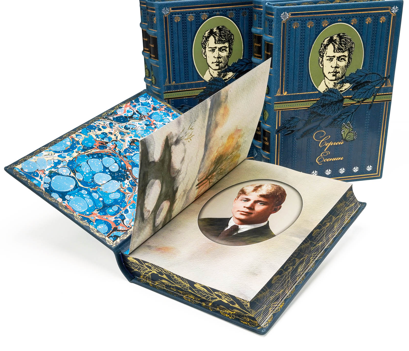 Подарочные книги "Собрание сочинений" Сергея Есенина в кожаном переплёте