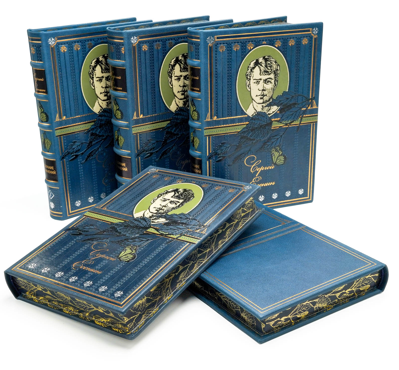 Подарочные книги "Собрание сочинений" Сергея Есенина в кожаном переплёте