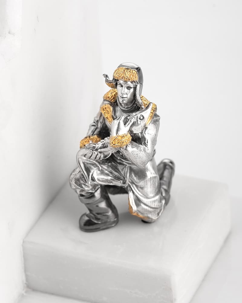 Книжные упоры «Подлёдный лов» из мрамора и серебра