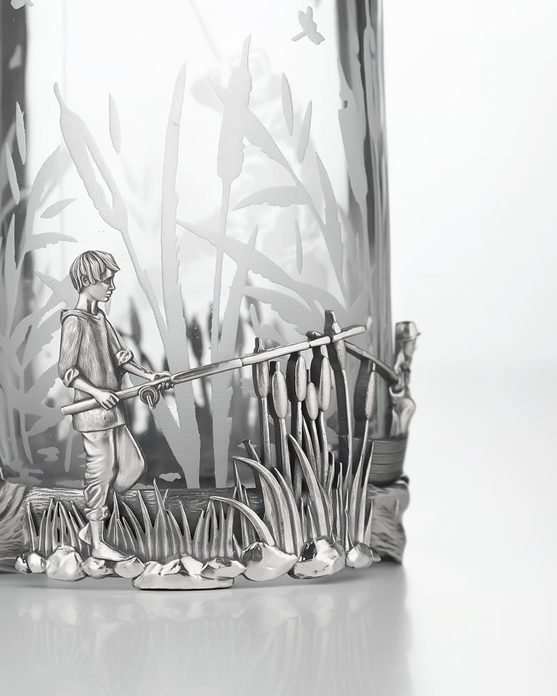 Соусник "Рыбак" из хрусталя и серебра