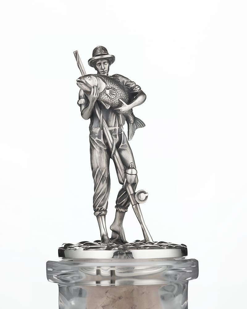 Соусник "Рыбак" из хрусталя и серебра