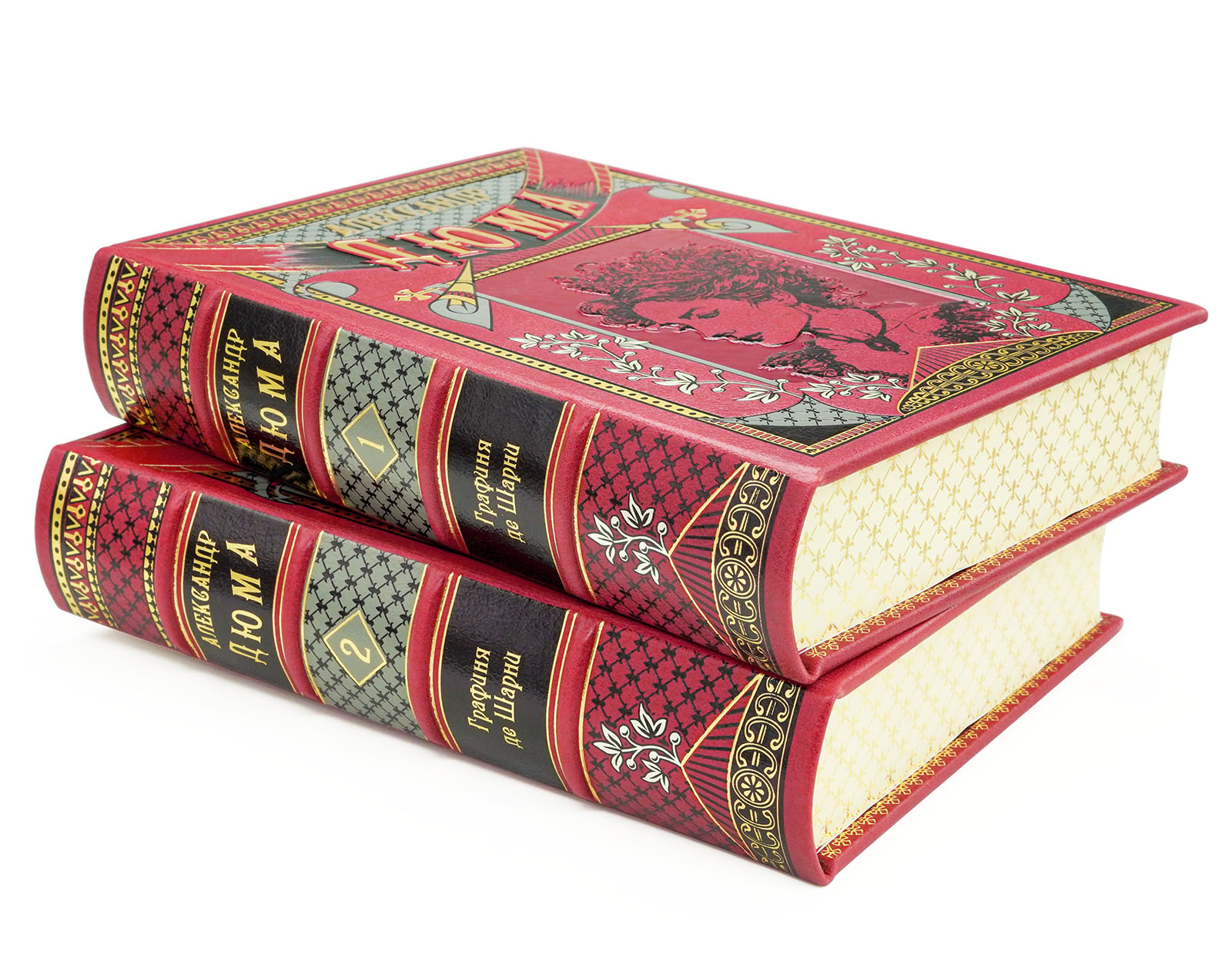 Подарочная книга "Графиня де Шарни" Александр Дюма в кожаном переплёте