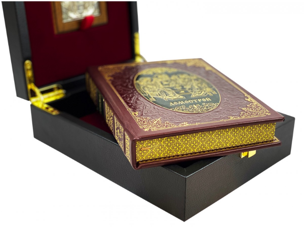 Подарочный набор "Домострой с иконой" в кожаном переплёте