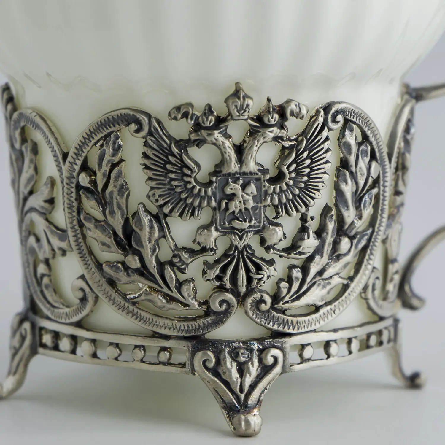 Чашка чайная "Герб" с чернением (Серебро 925)