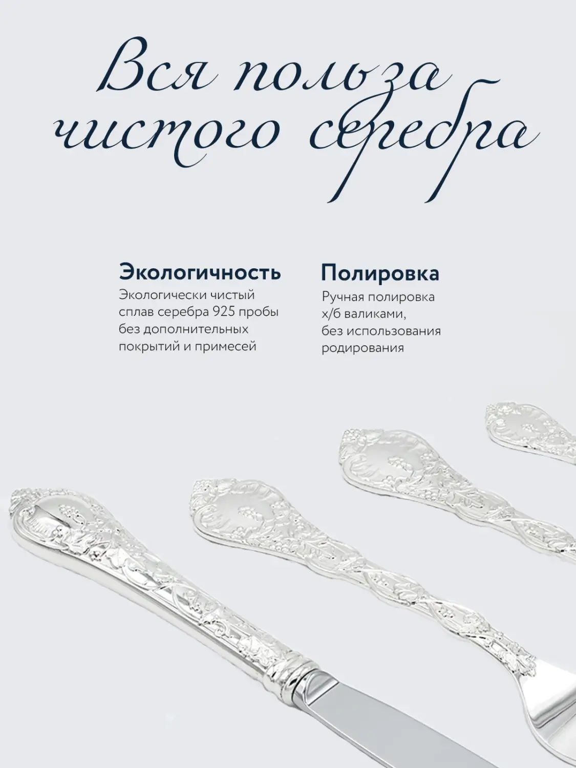 Набор столовых ложек "Виноградная лоза" (6 пр.) (Серебро 925)