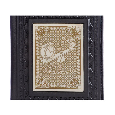 Обложка для паспорта «Время-деньги-2» с накладкой покрытой никелем