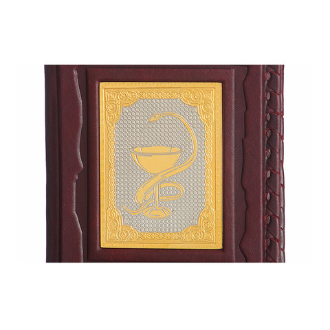 Обложка для паспорта «Медику-3» с накладкой покрытой золотом 999 пробы
