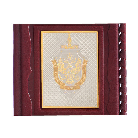 Обложка для паспорта «ФСБ-3» с накладкой покрытой золотом 999 пробы