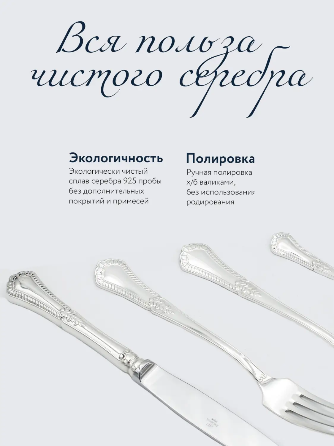 Набор столовый "Фаворит": вилка и нож (Серебро 925)